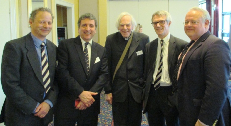 Mike Mehta, Julian Walden, Rev Innes, John Clarke and Martin Collier at the Old Farnhamians annual lunch 2014
