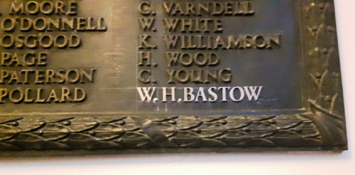 The additional lettering for William Henry Bastow supplied by Arro Signs Bournemouth for the First World War tablet in Farnham College