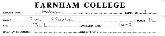 Farnham College report heading